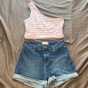 Pink Striped One-Shoulder Top